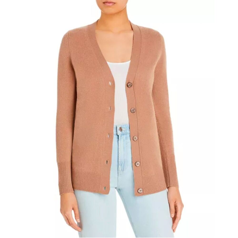 C by Bloomingdale's Cashmere Camel Grandfather Cardigan Size Medium NWT